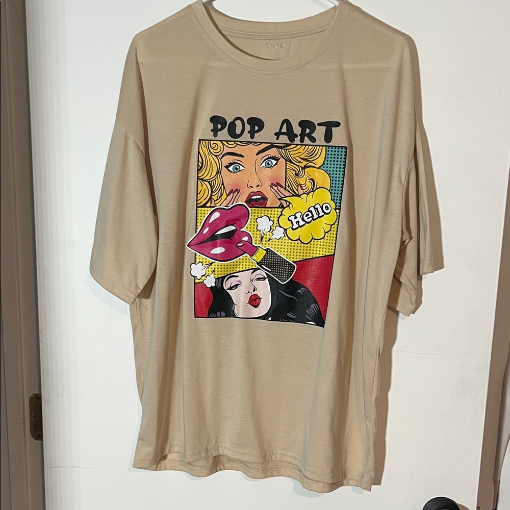 Zara Beige Pop Art Graphic T-Shirt